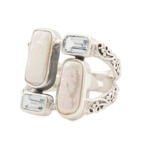 ANNIKA WITT Silver Made In Bali Sterling Silver Organic Pearl Stone Ring
